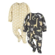 Gerber Baby and Toddler Neutral Microfleece Blanket Sleeper Pajamas, 2-Pack, Sizes 0/3 Months -5T